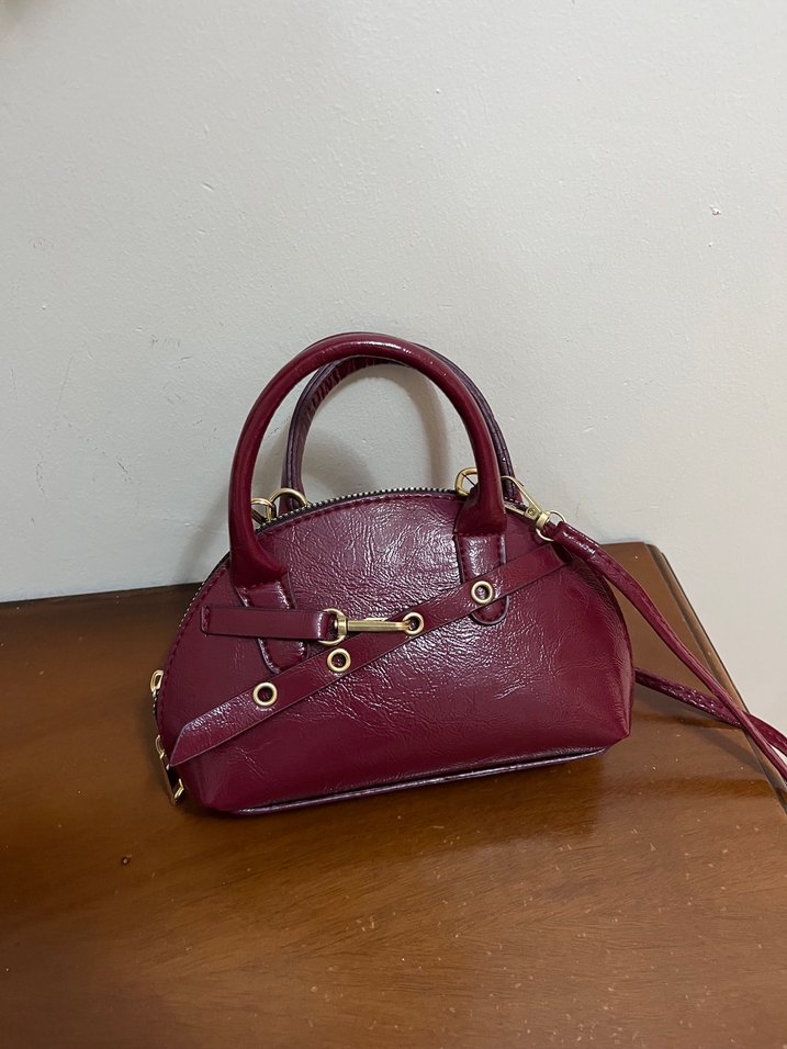 Bordo Deri Kadın Omuz Çantası - Görsel 4