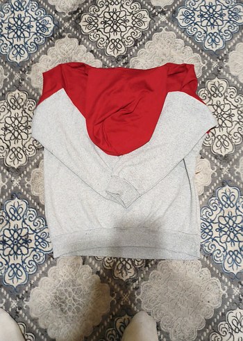 NASA Baskılı Kırmızı Gri Kapüşonlu Sweatshirt - Görsel 4