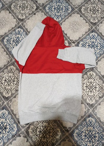 NASA Baskılı Kırmızı Gri Kapüşonlu Sweatshirt - Görsel 3