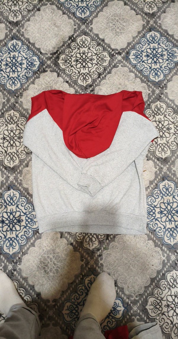 NASA Baskılı Kırmızı Gri Kapüşonlu Sweatshirt - Görsel 4