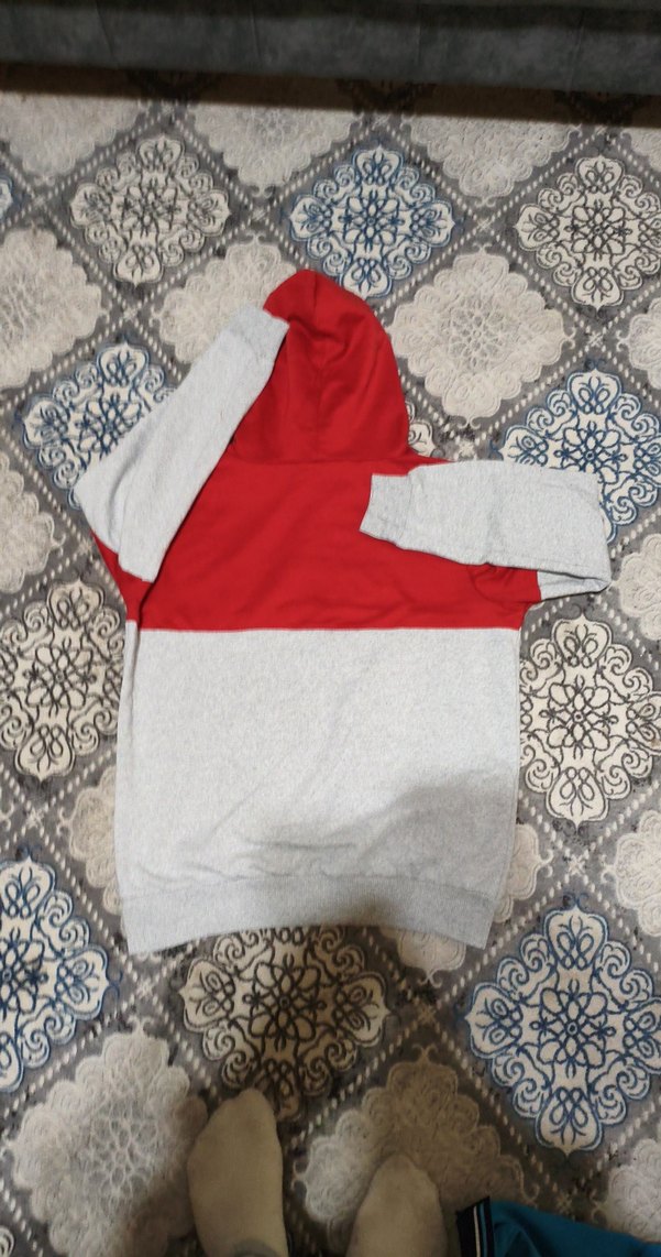 NASA Baskılı Kırmızı Gri Kapüşonlu Sweatshirt - Görsel 3