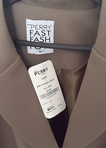 Kahverengi Kemerli Midi Kadın Blazer Ceket Etiketli - Görsel 3