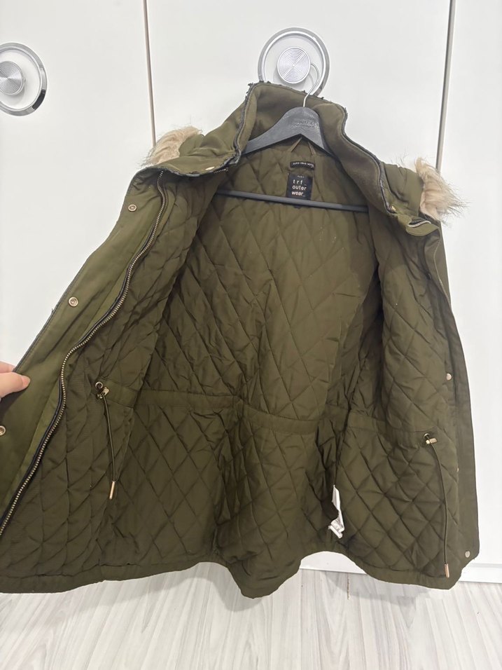 Kadın Kahverengi Kürklü Midi Kaban - Görsel 4