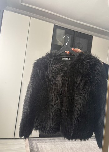 Siyah Kürk Detaylı Kadın Midi Ceket - Görsel 3