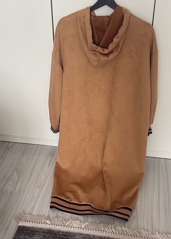 Bej Süet Kadın Uzun Ceket - Görsel 2