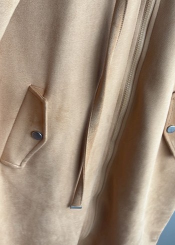 Bej Süet Kadın Uzun Ceket - Görsel 6