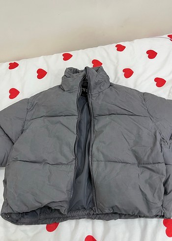 Gri Kısa Kesim Kadın Kış Montu - Görsel 4