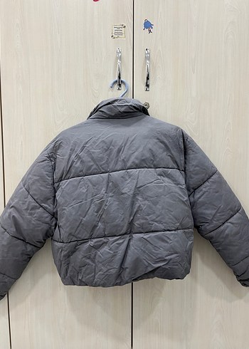 Gri Kısa Kesim Kadın Kış Montu - Görsel 2