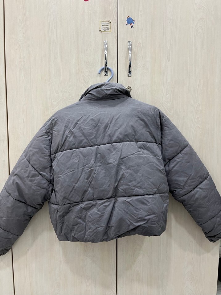 Gri Kısa Kesim Kadın Kış Montu - Görsel 2