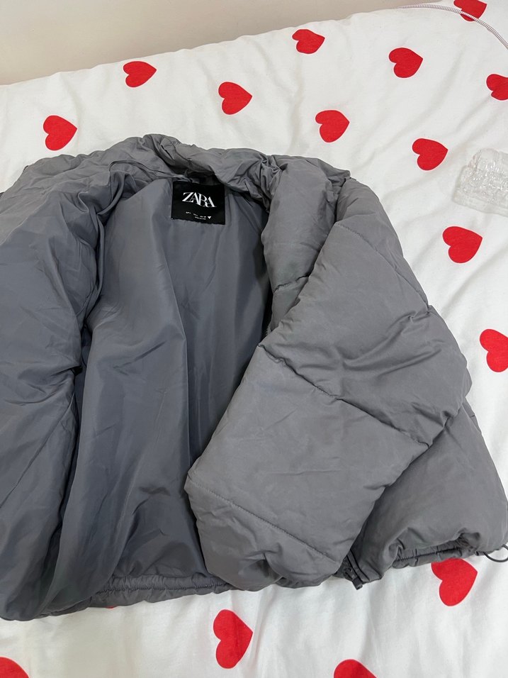 Gri Kısa Kesim Kadın Kış Montu - Görsel 5