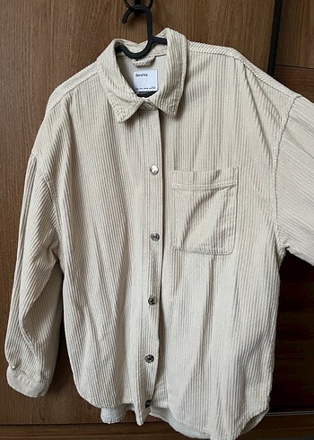 Bershka Ekru Fitilli Uzun Kollu Gomlek Ceket