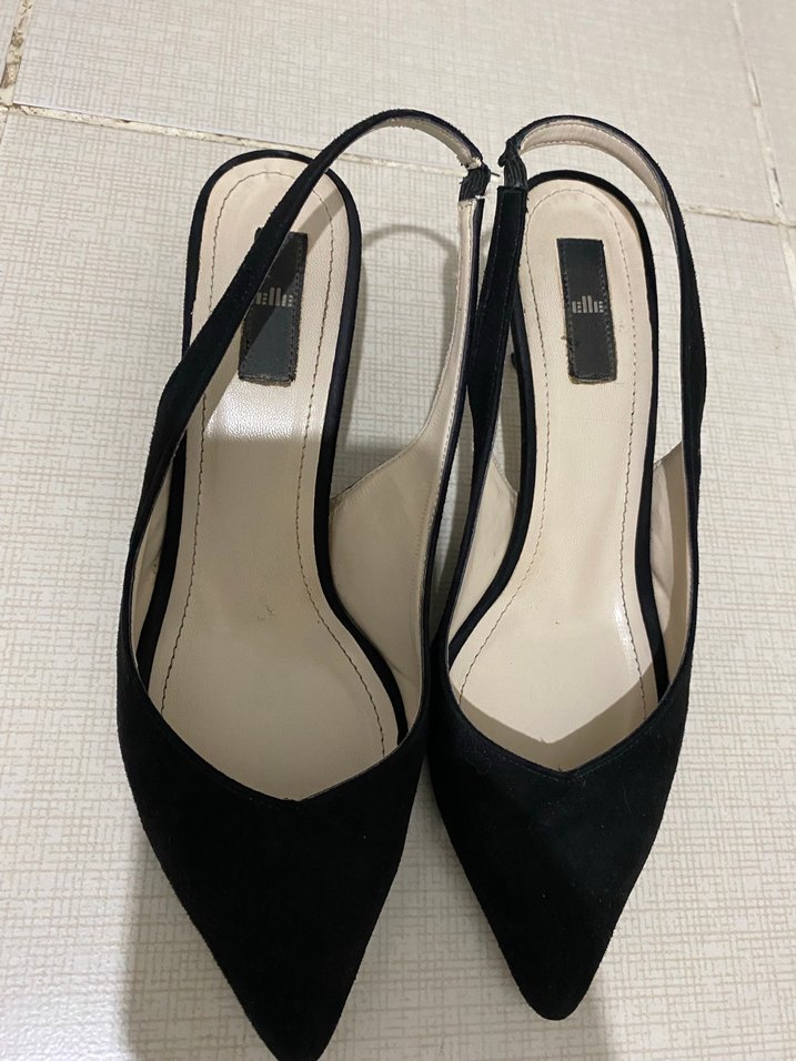 Siyah Süet Tokalı Stiletto - Görsel 2