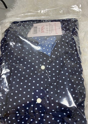 Uzun Kollu lacivertPuantiyeli Kadın Pijama Takımı - Görsel 2