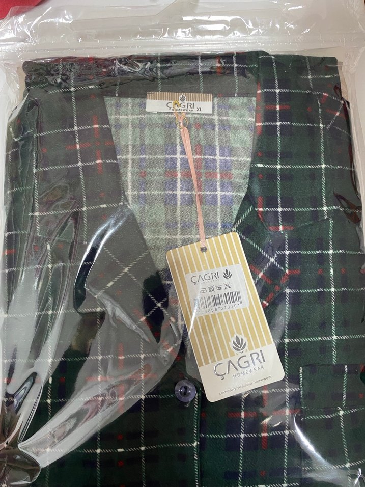 Yeşil Ekoseli Kadın Pijama Takımı Uzun Kollu - Görsel 2