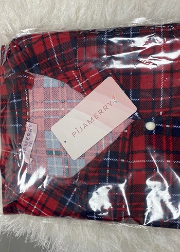 Kırmızı ekose Bohem Uzun Kollu Kadın Pijama Takımı - Görsel 2