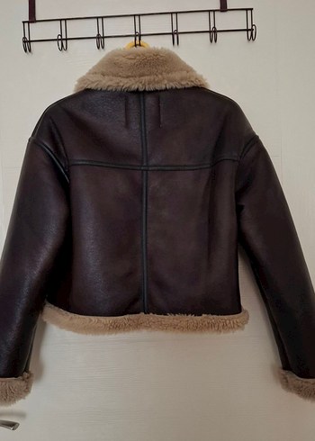 Bershka Kahverengi Kürklü Deri Kadın Ceket M Beden - Görsel 3