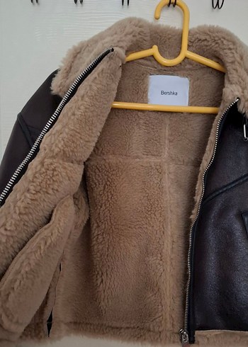 Bershka Kahverengi Kürklü Deri Kadın Ceket M Beden - Görsel 4