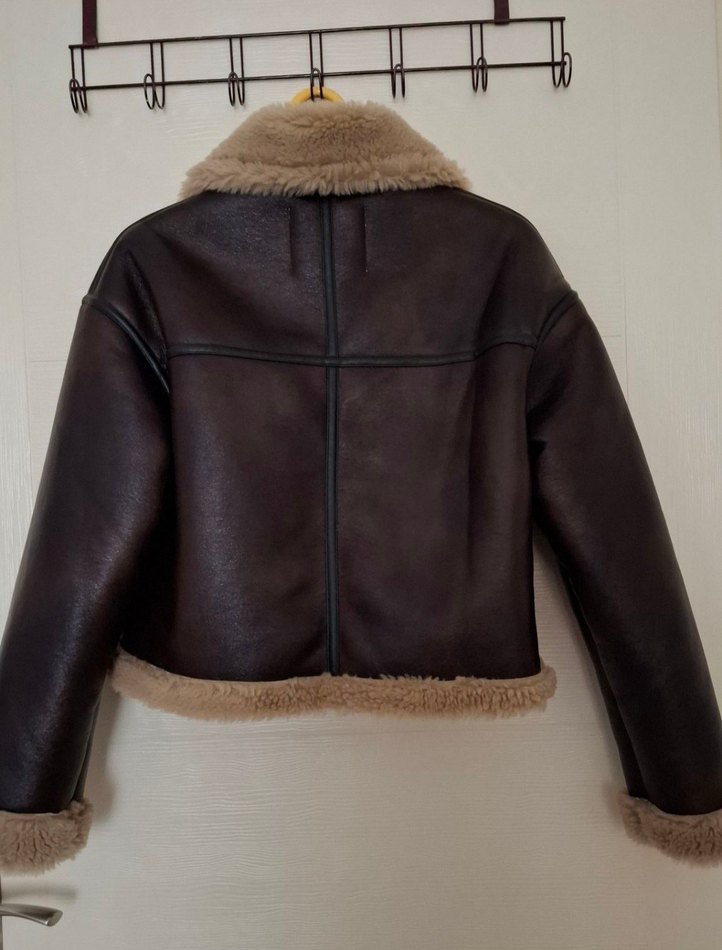Bershka Kahverengi Kürklü Deri Kadın Ceket M Beden - Görsel 3