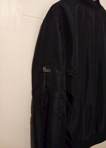 Siyah Fermuarlı Kadın Bomber Ceket XL Beden - Görsel 3