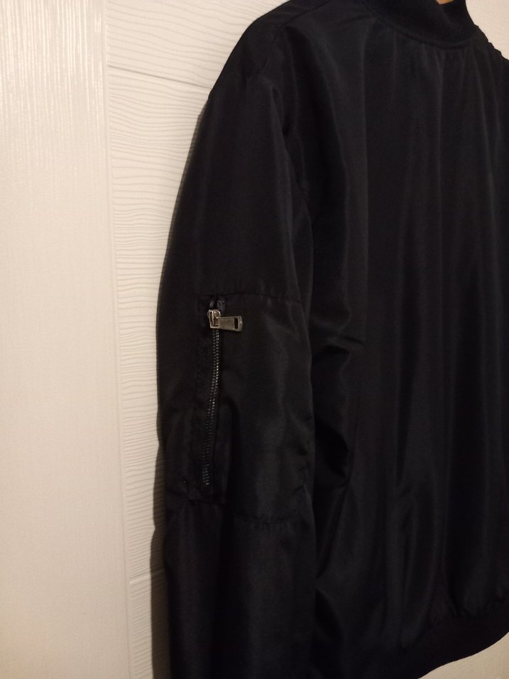 Siyah Fermuarlı Kadın Bomber Ceket XL Beden - Görsel 3
