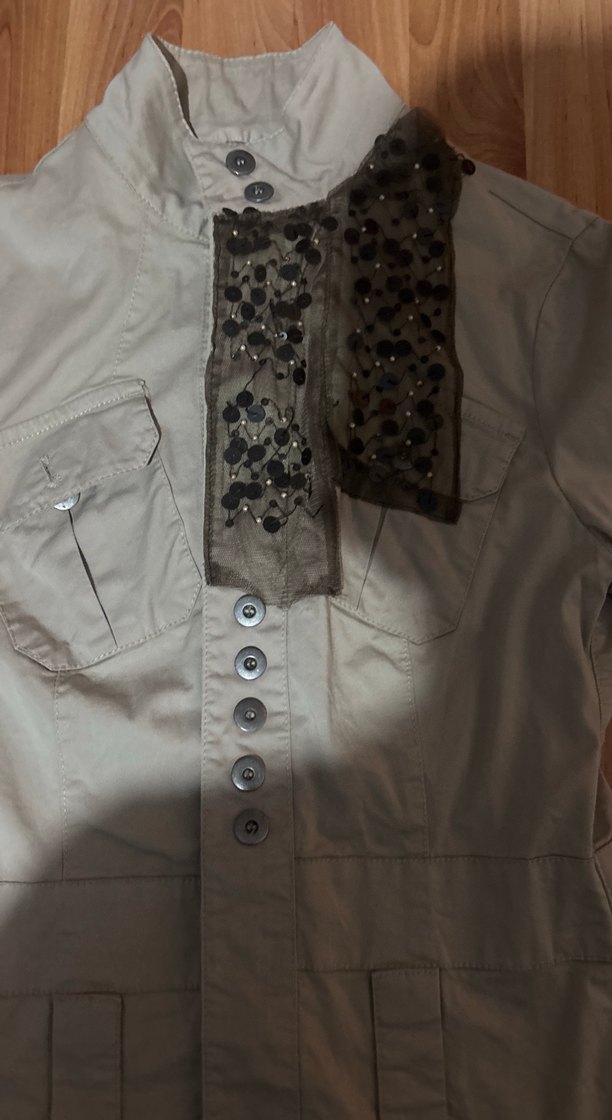 Düğmeli Bej kadın Ceket - Görsel 2