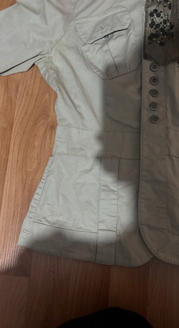 Düğmeli Bej kadın Ceket - Görsel 3