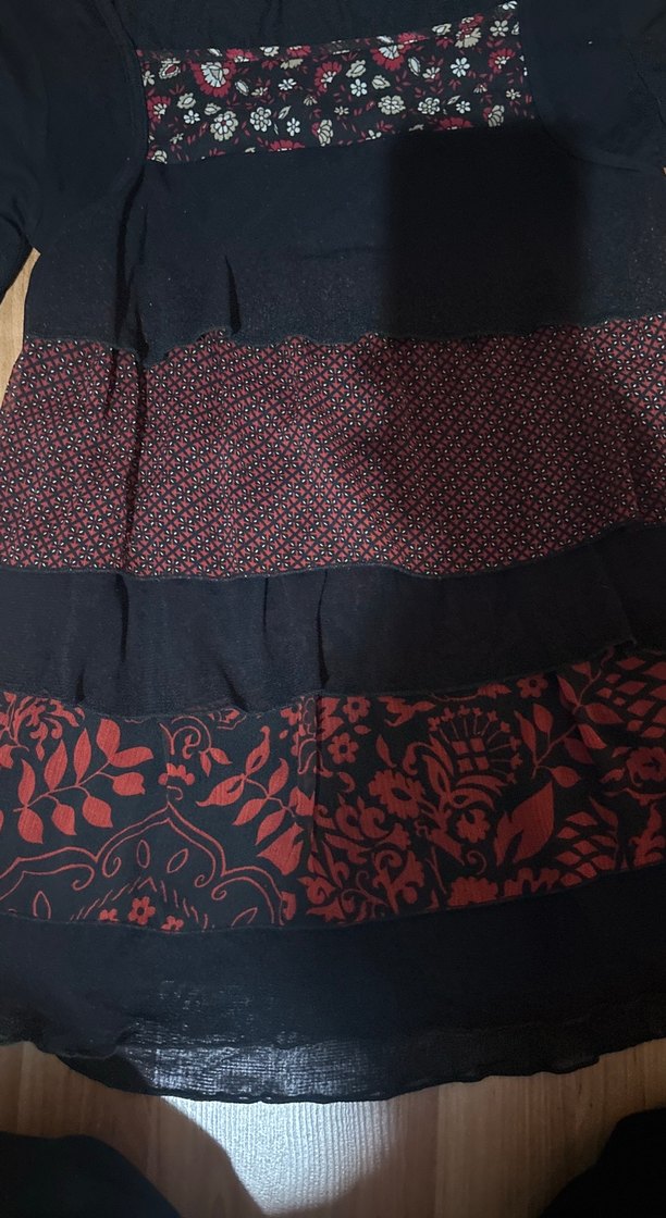 Uzun Kollu Bordo Desenli Bohem bluz - Görsel 2