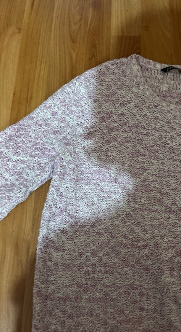 Kadın lila Örgü yarım Kollu Kazak - Görsel 2