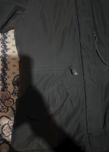 haki renkli kürklü kadın mont - Görsel 2