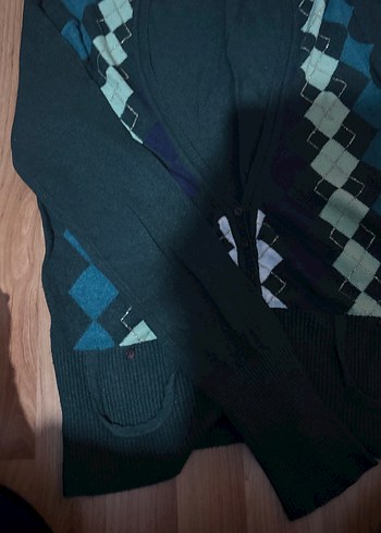 Yeşil V Yaka Triko Kadın Hırka - Görsel 2