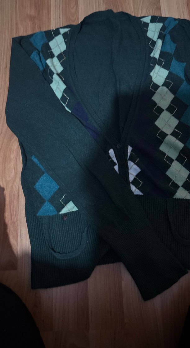 Yeşil V Yaka Triko Kadın Hırka - Görsel 2