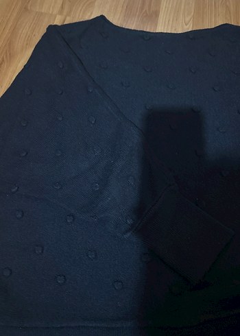 lacivert Kadın yarasa Kollu Triko Kazak - Görsel 3