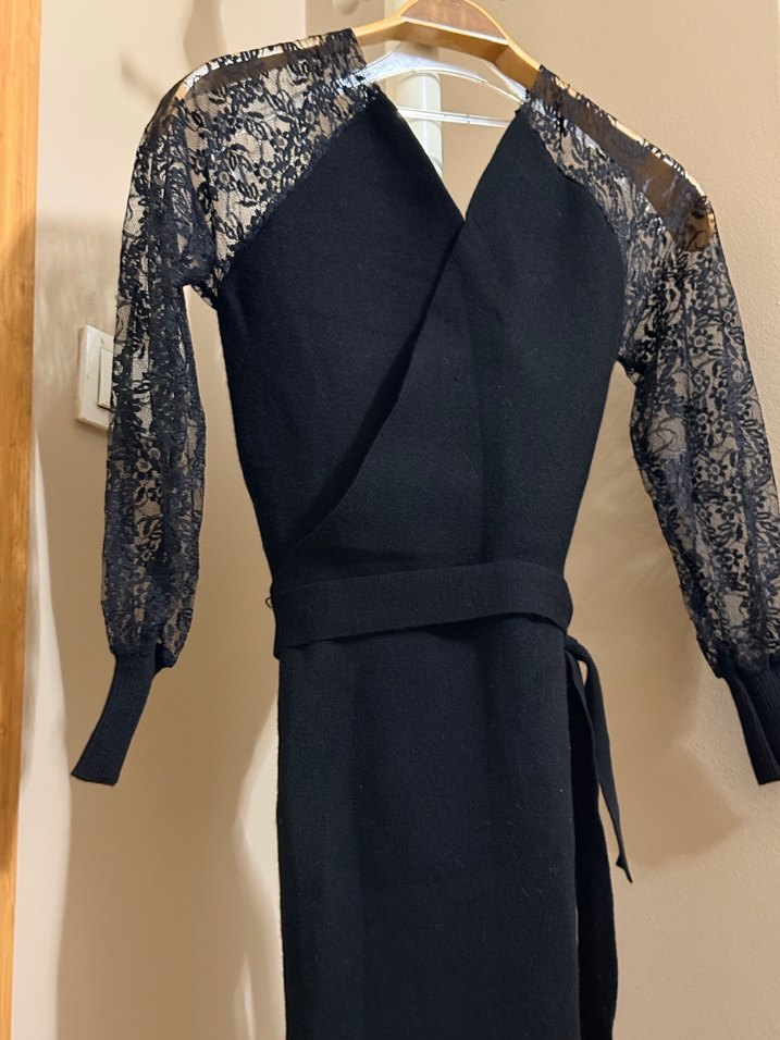 Uzun Kollu Siyah triko Kadın Elbise - Görsel 2