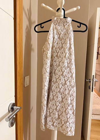 Beyaz Dantel Mini Abiye Elbise - Görsel 2