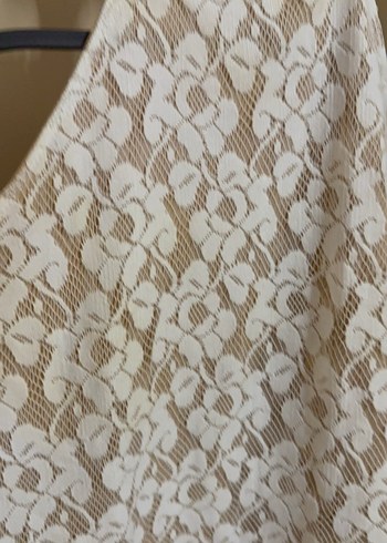 Beyaz Dantel Mini Abiye Elbise - Görsel 3