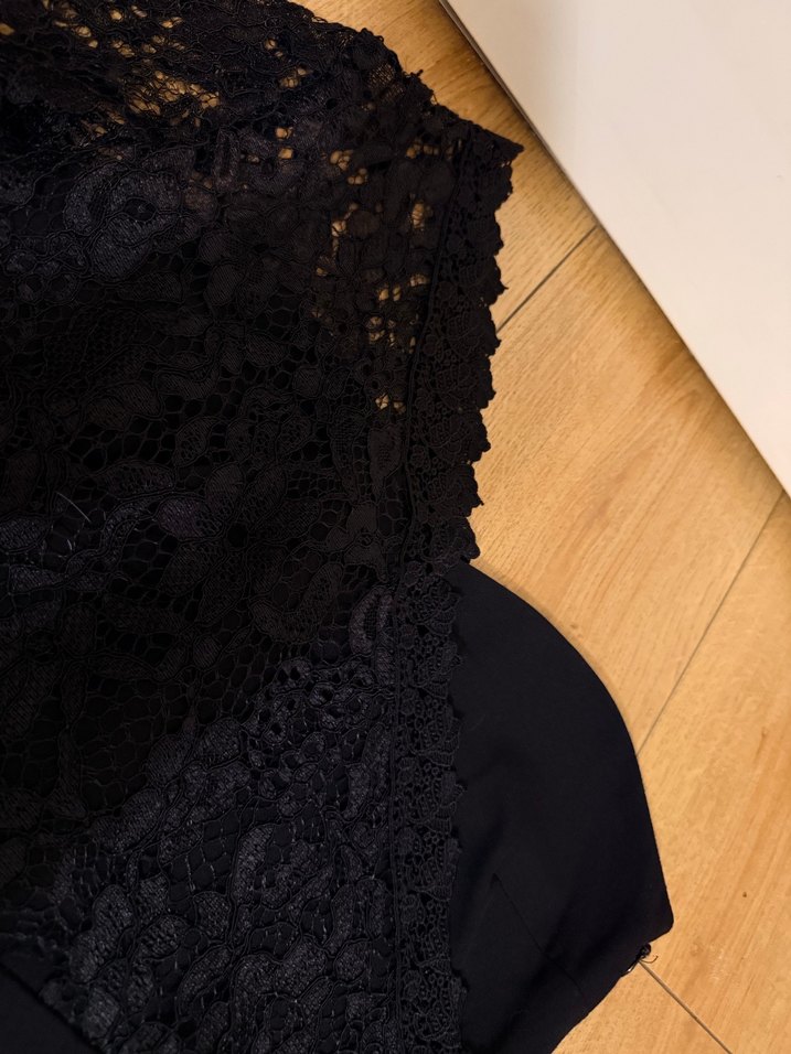 Dantelli Tek Omuz Siyah Midi Abiye Elbise - Görsel 3
