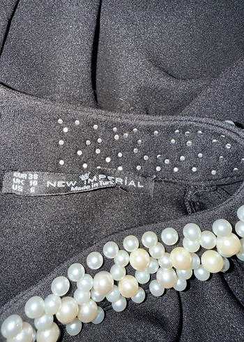 Boncuk Detaylı Siyah Uzun Kollu Elbise - Görsel 5