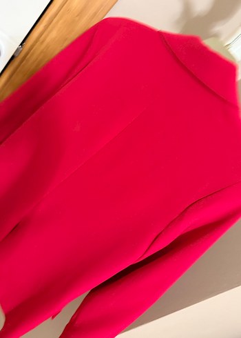 Kırmızı Kadın Düğmeli Midi ikili takım elbise - Görsel 3