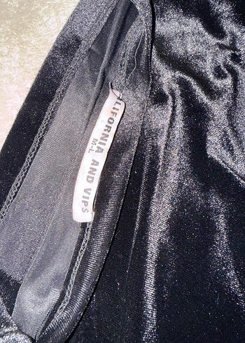 Siyah Kadife V Yaka Midi Elbise - Görsel 3