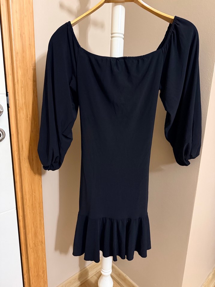 Siyah Midi Bohem Kuşaklı Elbise - Görsel 2