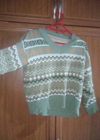 Kadın Bohem Desenli Triko Kazak - Görsel 2