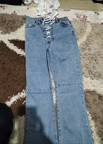 Kadın Mavi Nakışlı Mini Denim Jean - Görsel 2
