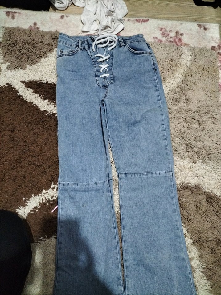 Kadın Mavi Nakışlı Mini Denim Jean - Görsel 2