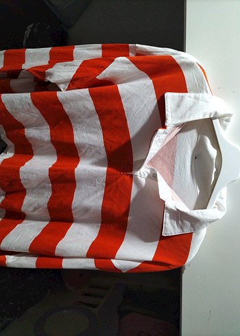 Turuncu Çizgili Pamuklu Uzun Kollu Kadın Kazak - Görsel 2