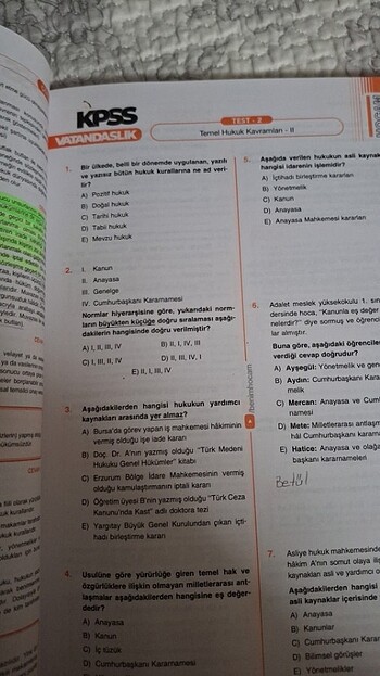 Beden Renk Kpss test kitabı vatandaşlık
