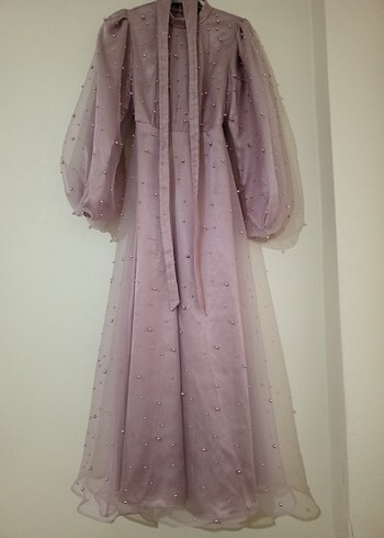 Manuka İncili Lila Abiye Elbise - Görsel 2