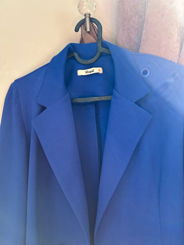 Düğmeli Mavi Kadın Blazer Ceket - Görsel 2