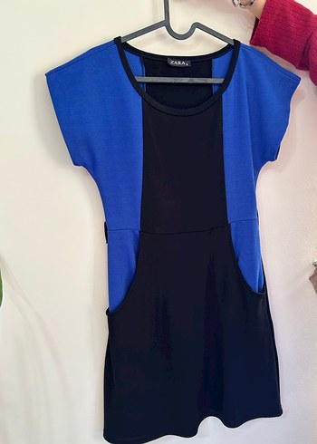 Zara Elbise - Mavi Siyah Cepli Elbise - Görsel 2