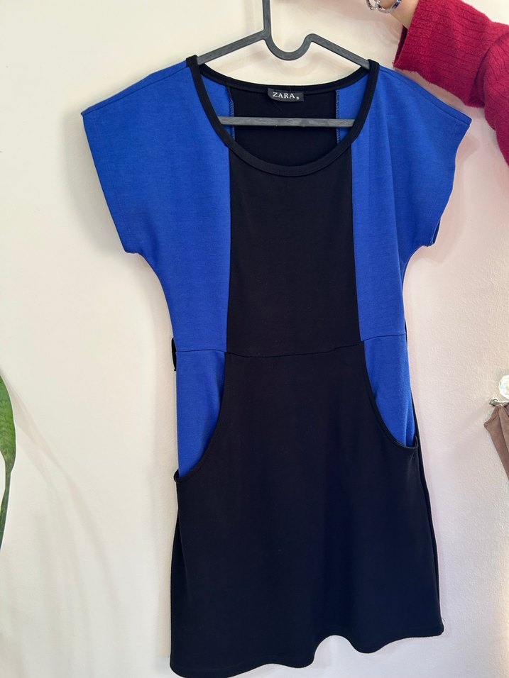 Zara Elbise - Mavi Siyah Cepli Elbise - Görsel 2
