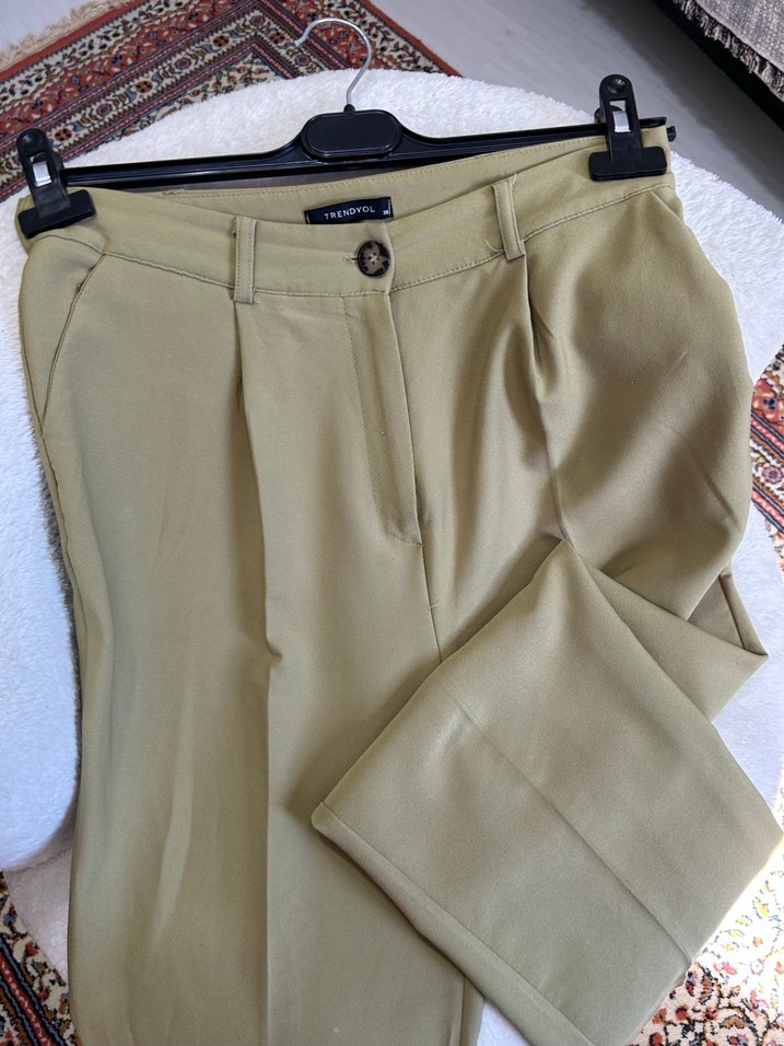 Trendyol Yeşil Kadın Kumaş Pantolon - Görsel 2